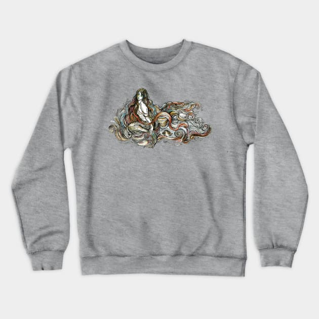 Mermaid Line Art. Crewneck Sweatshirt by FanitsaArt